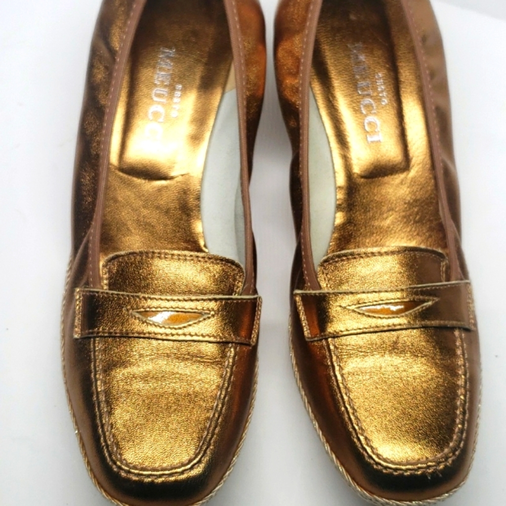 Sesto Meucci Gold Metallic Loafers